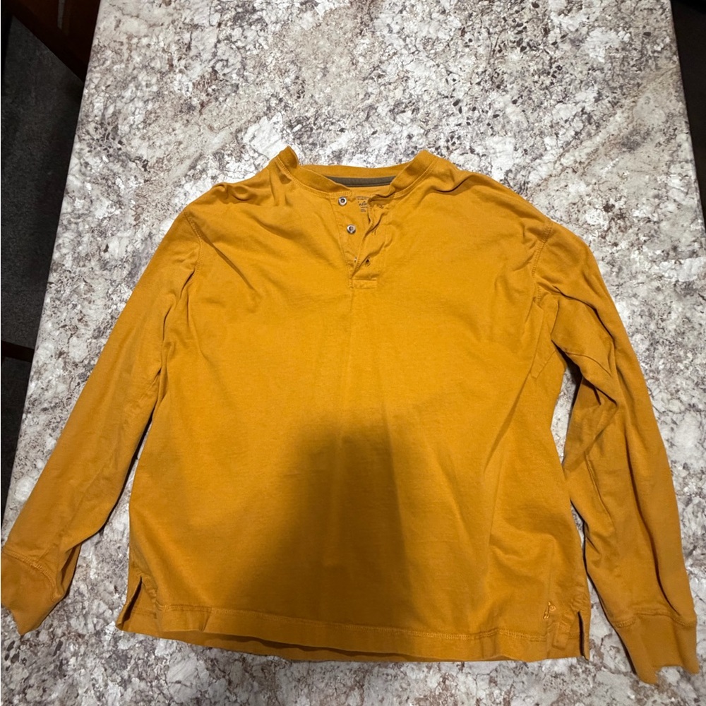 Cabela's Mustard and Gray Henley Shirt